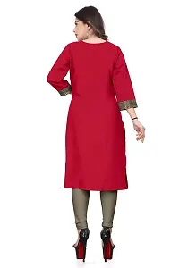 Stylish Red Cotton Embellished Kurta For Women-thumb2