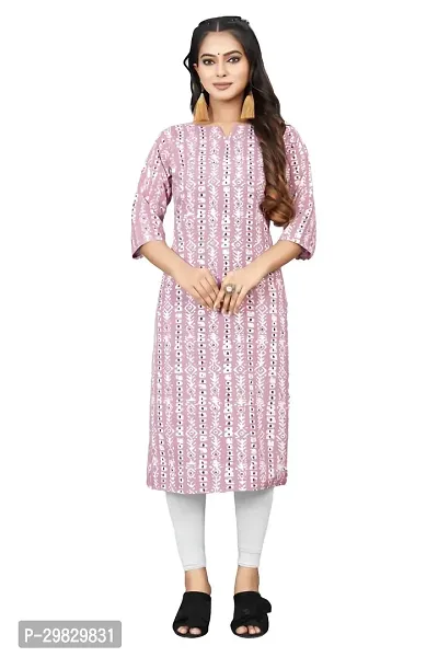 Stylish Purple Crepe Printed Kurta For Women-thumb0