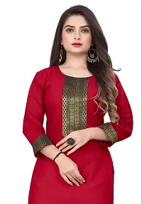 Stylish Red Cotton Embellished Kurta For Women-thumb1