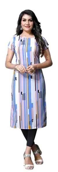 Stylish Blue Crepe Printed Kurta For Women-thumb0