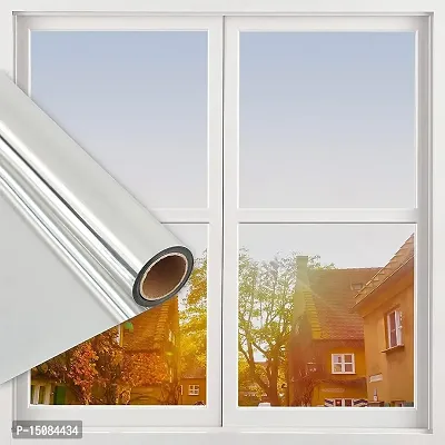 WISDOM? One Way Window Film Privacy Window Heat Control Film Glass Films Self-Adhesive Window Tint for Home and Office ,Silver