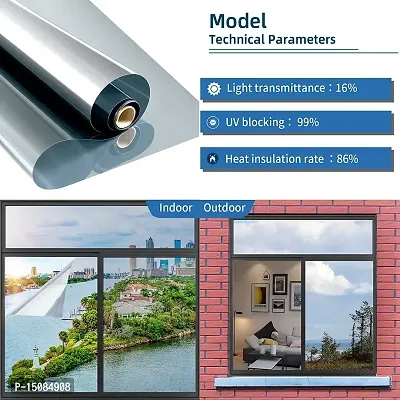 WISDOM? Vinyl Window Film One Way Mirror Film Daytime Privacy Static Non-Adhesive Decorative Heat Control Anti UV Window Tint for Home and Office-thumb3