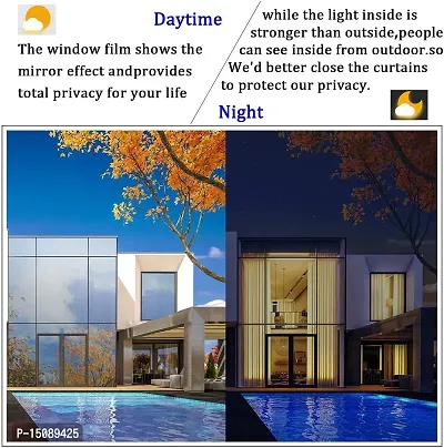 WISDOM? One Way Mirror Window Film Daytime Privacy, Sun Blocking Heat Control Anti UV Reflective Film Static Cling Window Tint for Home Office Living Room-thumb4