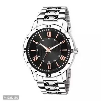 Stylish Silver Stainless Steel Analog Watches For Men-thumb0