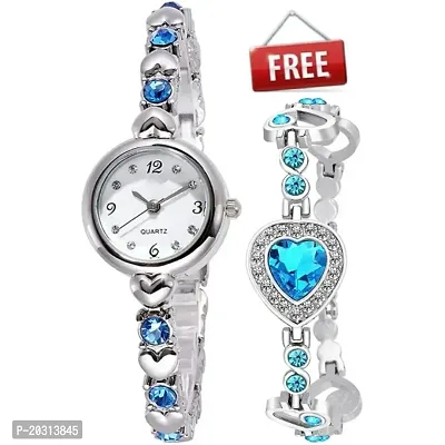 NEW EXCLUSIVE SILVER ANALOG WATCH  BRACELET FOR WOMEN  GIRLS-thumb0