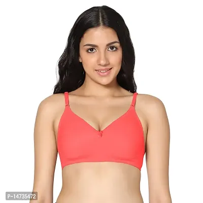 In Care LINGERIE Soha (B) Tomato Solid Color Full-Coverage T-Shirt Bra.-thumb0