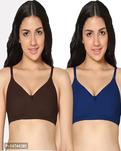 Buy In Care LINGERIE Soha (B) Coffee R.Blue Solid Color Full-Coverage  T-Shirt Bra. Online In India At Discounted Prices