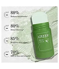 Harsh Love Green Tea Purifying Clay Stick Mask Oil Control Anti-Acne Eggplant Solid Fine Portable Cleansing Mask Mud Apply Mask, Green Tea Facial Detox Mud Mask (Green Tea) 40 g-thumb3
