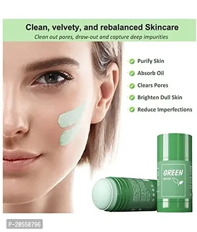 Harsh Love Green Tea Purifying Clay Stick Mask Oil Control Anti-Acne Eggplant Solid Fine Portable Cleansing Mask Mud Apply Mask, Green Tea Facial Detox Mud Mask (Green Tea) 40 g-thumb5