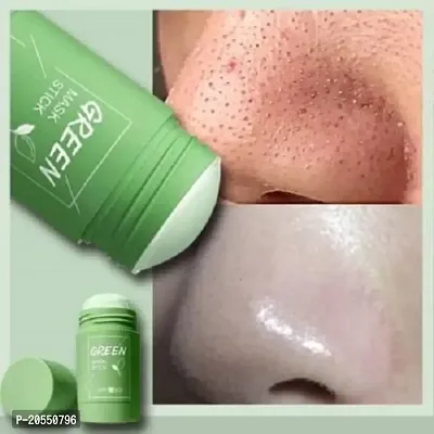 Harsh Love Green Tea Purifying Clay Stick Mask Oil Control Anti-Acne Eggplant Solid Fine Portable Cleansing Mask Mud Apply Mask, Green Tea Facial Detox Mud Mask (Green Tea) 40 g-thumb3