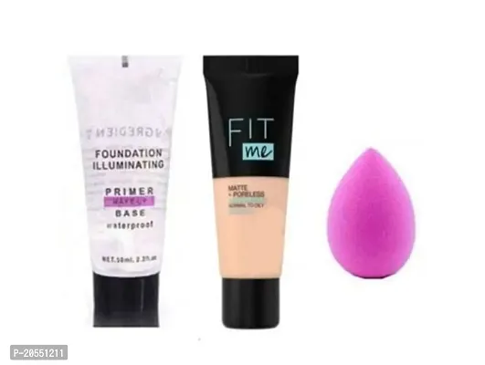 Harsh Love Combo of Makeup Primer and Foundation and Makeup Blender for Pore Less Smooth  Long Lasting Makeup-thumb0
