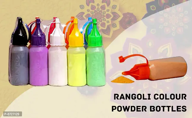 Rangoli Colour Powder Squeeze Bottle Easy To Use Apprx 80 G Each ( Pack Of 10 Bottles )-thumb0