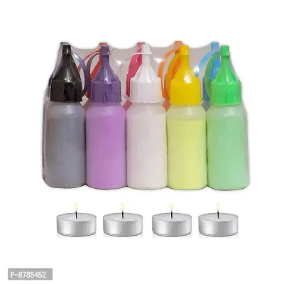 Combo Of Rangoli Powder Pack Of 10 Bottles 80G Each And Tea Light Candles Pack Of 20 Candles