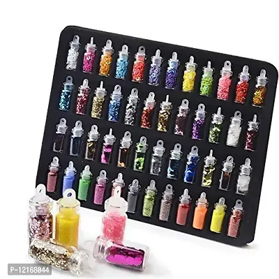 48 in 1 Set of 3D Nail Art Glitter Bottle, Sequins, Rhinest