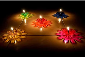 3D Reflection Diya Plastic Colourful Oil Lamp for Diwali Decoration, Items for Home, Set of 12-thumb1