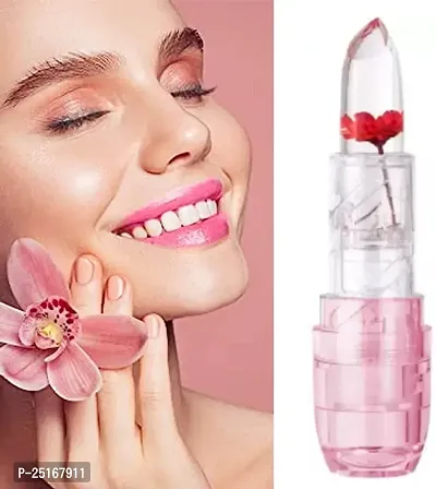 HARSHLOVE Jelly Flower Color Changing Lipstick Temperature Change Moisturizer flower Magic Color Change Lip Gloss (pack of 1)-thumb0