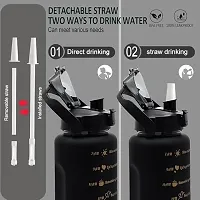 Motivational Time Marker with Straw Leakproof BPA free Water Bottle (Pack Of 3-Black)-thumb2