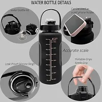 Motivational Time Marker with Straw Leakproof BPA free Water Bottle (Pack Of 3-Black)-thumb3