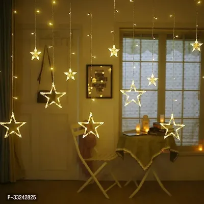 Decorative 6+6 Star Curtain LED Lights (Yellow, 2.5 Meter, 138 LED,Corded electric,Plastic,Oval)-thumb3