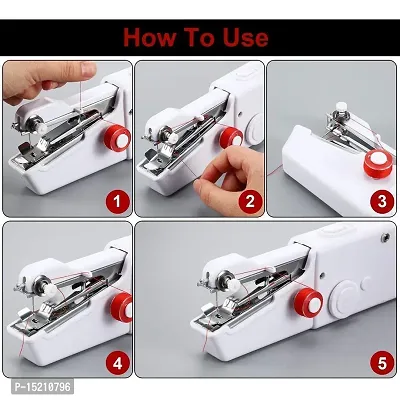 Handy Stitch Sewing Machine for Home Tailoring Needle DIY, AC/DC Electric Mini Portable Cordless Stitching Handheld Manual Sillai Machine (White, Stapler)-thumb3
