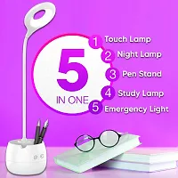 Touch Desk lamp LED Touch On Off Switch Student Study Reading Dimmer Rechargeable Led Table Lamps Eye Protection Lamp (White,Pack of 1)-thumb1