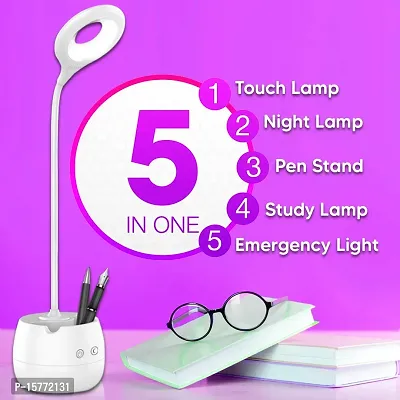 Touch Desk lamp LED Touch On Off Switch Student Study Reading Dimmer Rechargeable Led Table Lamps Eye Protection Lamp (White,Pack of 1)-thumb2