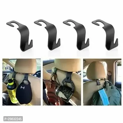 Pack of 8 Pcs Car Seat Headrest Hook for All Vehicle Car Handbag Clothes Coats Grocery Bags hanger (Black)-thumb2