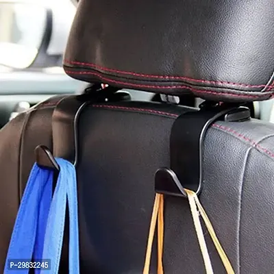 Pack of 8 Pcs Car Seat Headrest Hook for All Vehicle Car Handbag Clothes Coats Grocery Bags hanger (Black)-thumb3