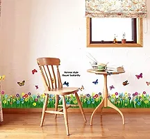 Green Grass Skirting Design with Butterflies PVC Vinyl Self Adhesive Sticker (5 pcs)-thumb1