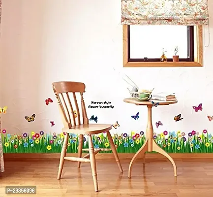 Green Grass Skirting Design with Butterflies PVC Vinyl Self Adhesive Sticker (5 pcs)-thumb2