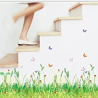 Green Grass Skirting Design with Butterflies PVC Vinyl Self Adhesive Sticker (5 pcs)-thumb3