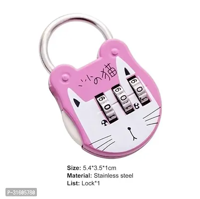 Cat Shape Mini 3 Digit Password Bag Lock - Secure Your Belongings ( Pack of 2 )-thumb2