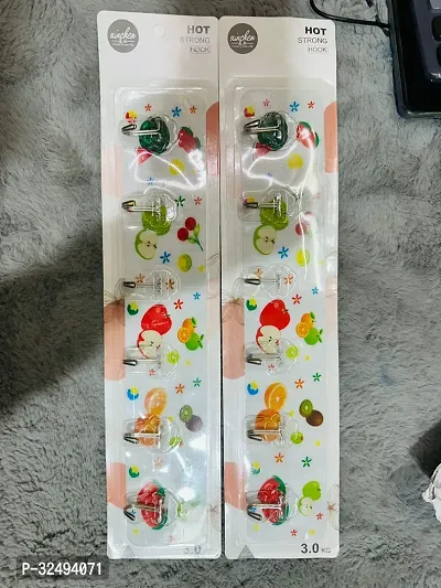 Self Adhesive Fruit Design Wall Hooks for Hanging 6pcs-Assorted-thumb2