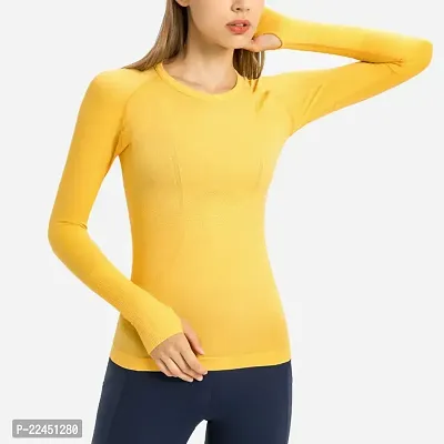 Elegant Yellow Chiffon Solid Top For Women