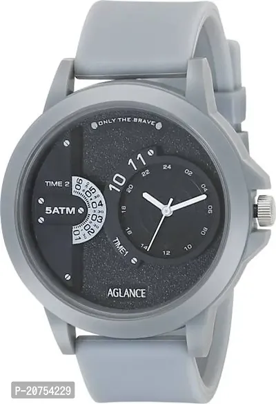 Stylish Grey Rubber Analog Watches For Men-thumb0