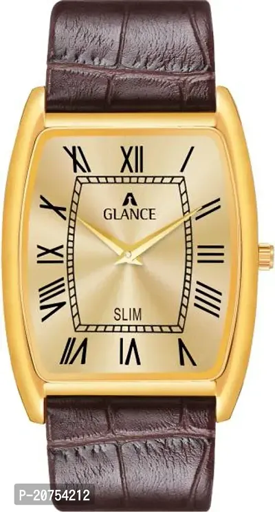 Stylish Golden Leather Analog Watches For Men