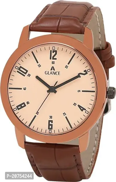 Stylish Brown Leather Analog Watches For Men