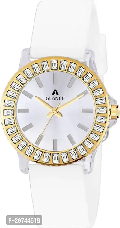 Stylish White Rubber Analog Watches For Women-thumb0