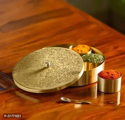 Handmade Brass Masala Spice Box-thumb0