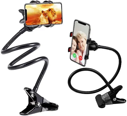 king shine Cell Phone Clip Holder Gooseneck Clamp Lazy Mount Flexible Bracket Mobile Stand for Bedroom Office Home Kitchen Apple Compatible with Almost All Mobile Phones