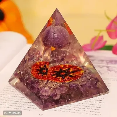 Crystal Divine Amethyst Ball Crystal Pyramid Vastu For Home Orgone Crystal Pyramid Showpieces For Home Decor Items Crystal Pyramid For Positive Energy Crystal Pyramid For Office Table Decorative Items