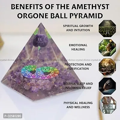 Crystal Divine Amethyst Ball Crystal Pyramid Vastu For Home Orgone Crystal Pyramid Showpieces For Home Decor Items Crystal Pyramid For Positive Energy Crystal Pyramid For Office Table Decorative Items-thumb2