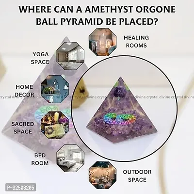 Crystal Divine Amethyst Ball Crystal Pyramid Vastu For Home Orgone Crystal Pyramid Showpieces For Home Decor Items Crystal Pyramid For Positive Energy Crystal Pyramid For Office Table Decorative Items-thumb4