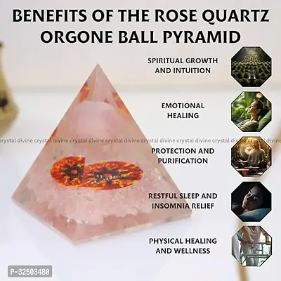 Crystal Divine Rose Quartz Ball Crystal Pyramid Vastu for Home Orgone Crystal Pyramid Showpieces for Home Decor Crystal Pyramid for Positive Energy Crystal Pyramid for Office Table Decorative Items-thumb2