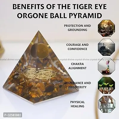 Crystal Divine Tiger Eye Ball Crystal Pyramid Vastu for Home Orgone Crystal Pyramid Showpieces for Home Decor Crystal Pyramid for Positive Energy Crystal Pyramid for Office Table Decorative Items-thumb2