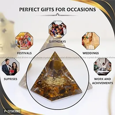 Crystal Divine Tiger Eye Ball Crystal Pyramid Vastu for Home Orgone Crystal Pyramid Showpieces for Home Decor Crystal Pyramid for Positive Energy Crystal Pyramid for Office Table Decorative Items-thumb3