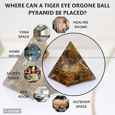 Crystal Divine Tiger Eye Ball Crystal Pyramid Vastu for Home Orgone Crystal Pyramid Showpieces for Home Decor Crystal Pyramid for Positive Energy Crystal Pyramid for Office Table Decorative Items-thumb5