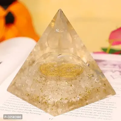 Crystal Divine Clear Quartz Ball Crystal Pyramid Vastu for Home Orgone Crystal Pyramid Showpieces for Home Decor Crystal Pyramid for Positive Energy Crystal Pyramid for Office Table Decorative Items