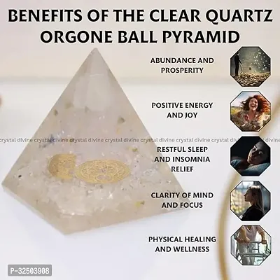 Crystal Divine Clear Quartz Ball Crystal Pyramid Vastu for Home Orgone Crystal Pyramid Showpieces for Home Decor Crystal Pyramid for Positive Energy Crystal Pyramid for Office Table Decorative Items-thumb2