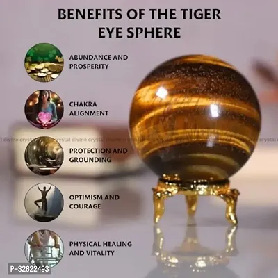 Crystal Divine Tiger Eye Crystal Sphere Ball Crystal Showpieces for Home Decor Table Decor Items  Decorative Items Crystal Stones Astro Sphere Crystal Ball Gemstone Spheres Feng Shui Items Gifts-thumb2